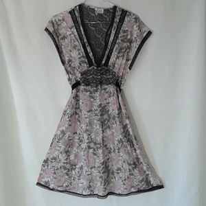 Tom K Nguyen size 10 V Neck floral sheer dress